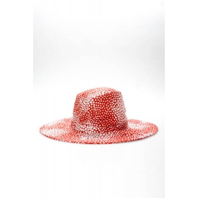 Diane Von Furstenberg Orange White Cotton Wide Brim Hat One Size  eb-46164040